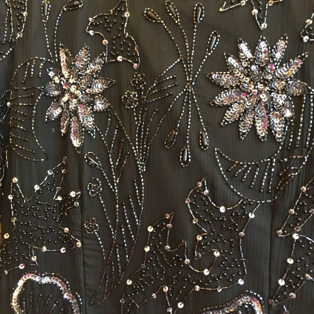 VINTAGE ROBERT ANTHONY EMBELLISHED SILK DRESS IN BLACK - Picture 4 of 10